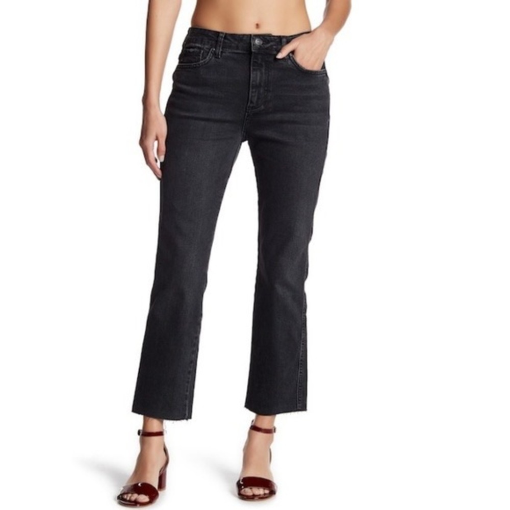 Free People Clean Girlfriend Raw Hem Black Jeans